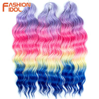 24 Inch Synthetic Hair Water Wave Braiding Hair Extensions Ombre Blonde Deep Wave Afro Curl Twist Crochet Hair for Women