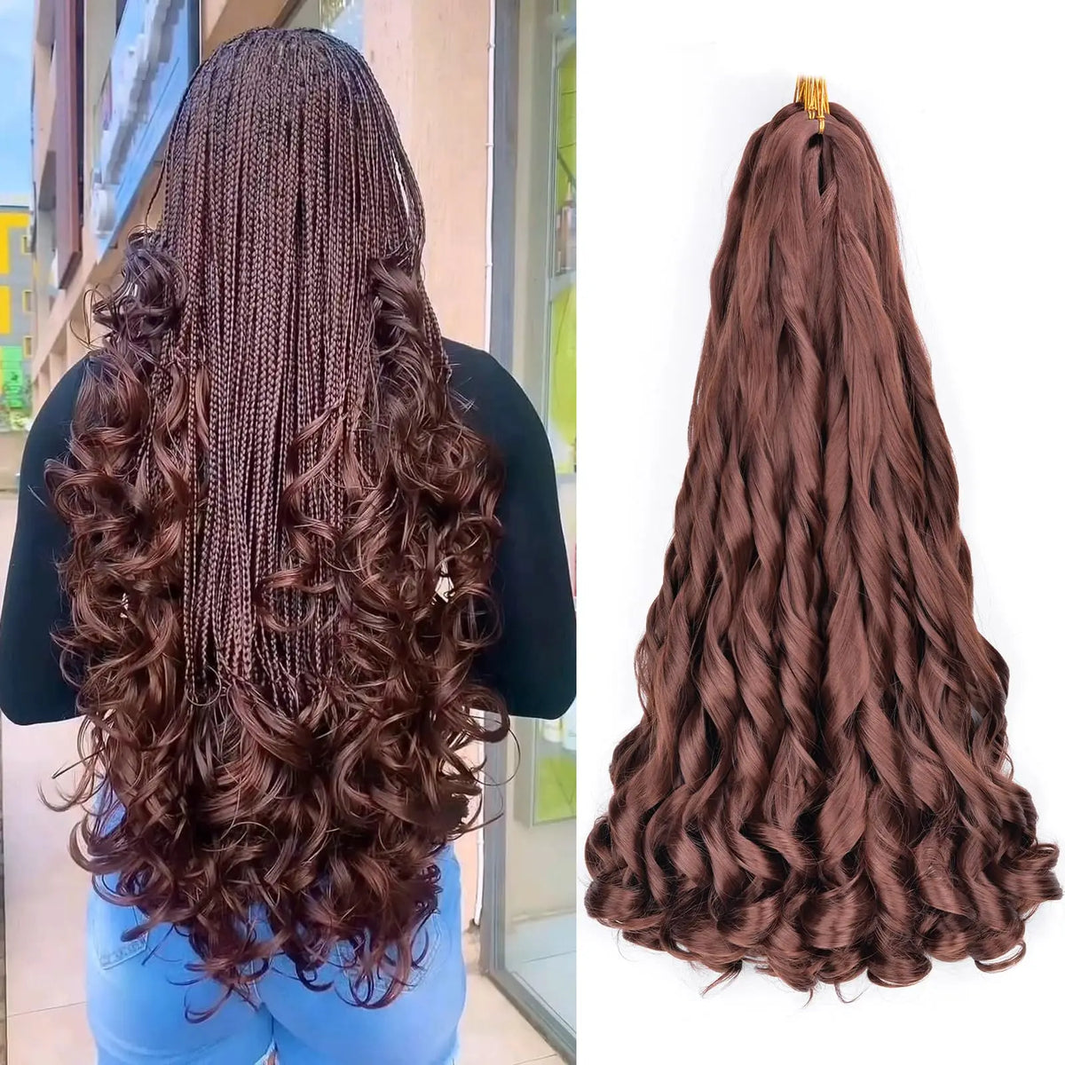 22inch Synthetic Loose Wave Crochet Hair French Curly Braiding Hair Extensions Pre Stretched Curly Crochet hair for Black Women