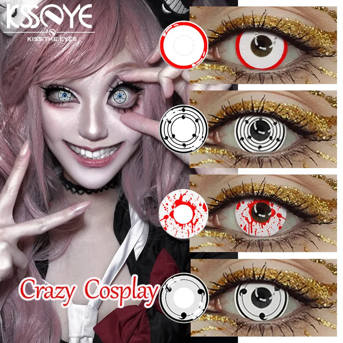 KSSEYE 1 Pair Halloween Color Contact Lenses For Eyes Red Anime Cosplay Colored Lenses Big Eyes White Black Lenses