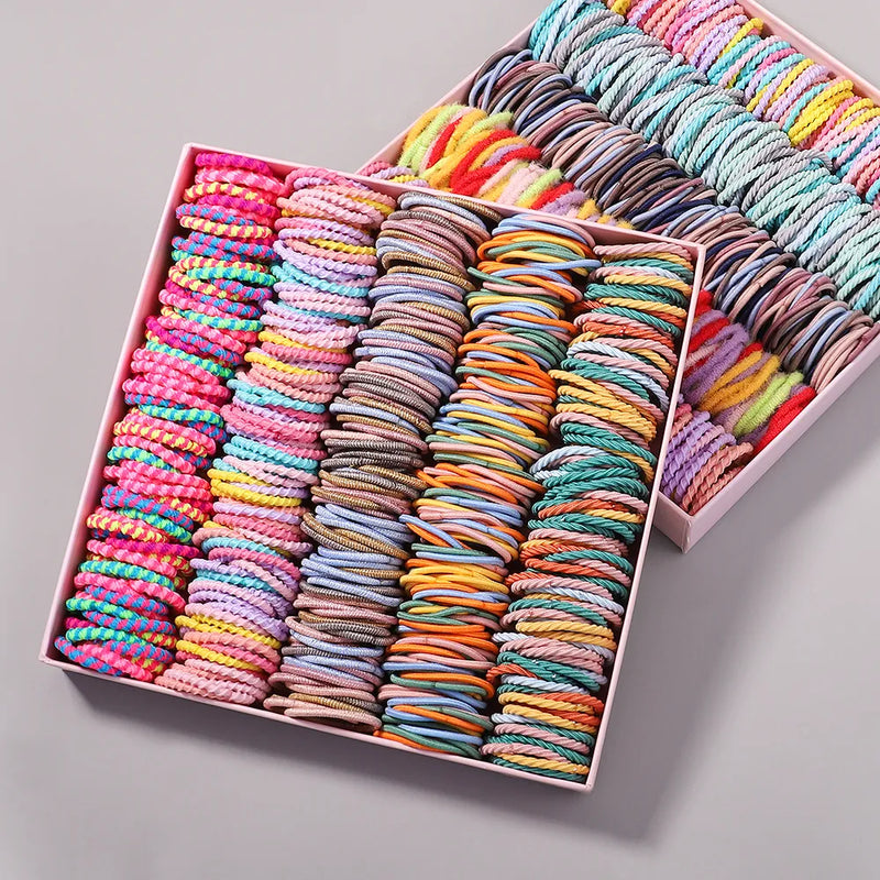 New 100Pcs/lot Hair Bands Girls Candy Color Elastic Rubber Band Hair Bands Child Baby Headband Scrunchie Kids Hair Accessories