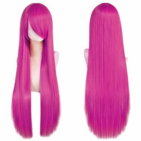 80cm Long Synthetic White Purple Cosplay Wigs Green Hair Straight Silver Wig Pink Hairpiece Lolita Wig with Bangs