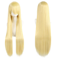 80cm Long Synthetic White Purple Cosplay Wigs Green Hair Straight Silver Wig Pink Hairpiece Lolita Wig with Bangs