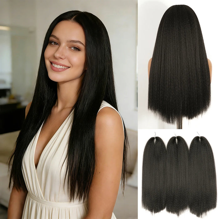 24" Yaki Straight Braiding Hair – Soft & Full (3 Packs)