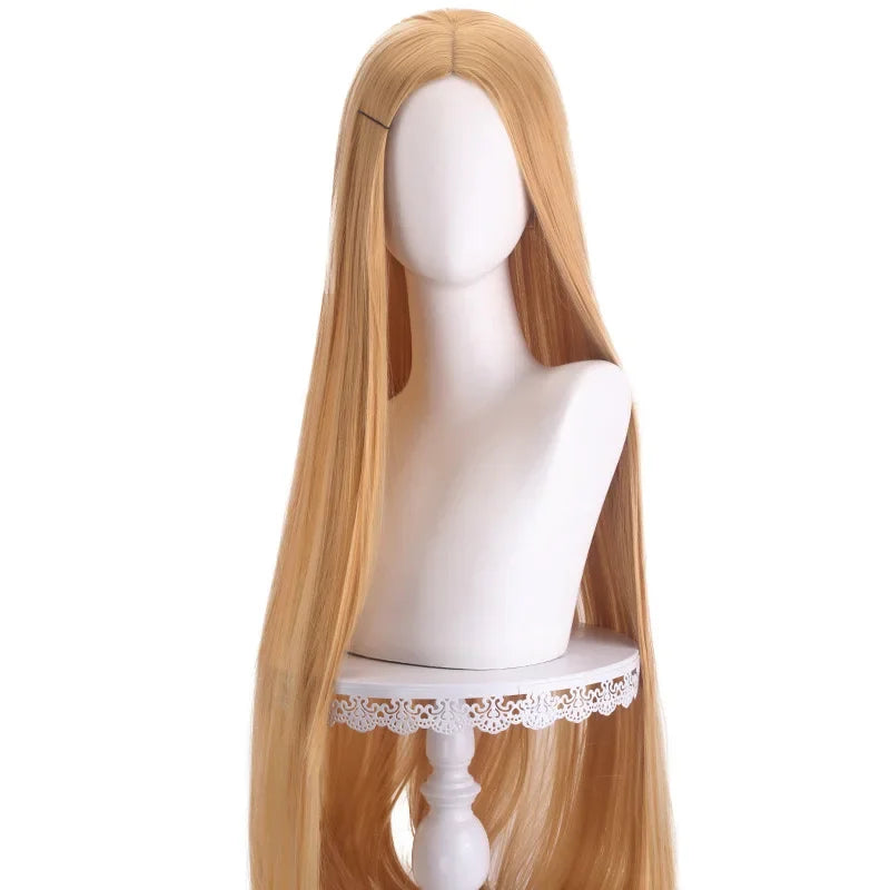 Long Straight Cosplay Wig 100cm Centre Parting Central Split Blond Pink Red Purple Heat Resistant Synthetic Hair Wigs