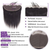 Straight 13×6 Human Hair Lace Frontal Closure Only