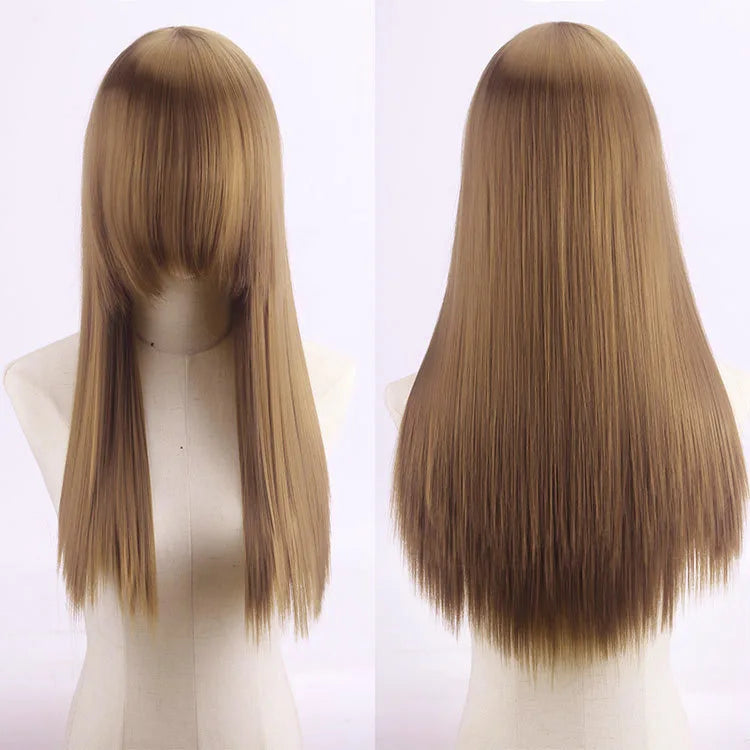 Cosplay Synthetic Wig 60cm Long Straight Curly Hairpiece Thickened High Temp Fiber Rainbow Color Rose Cap Party Halloween