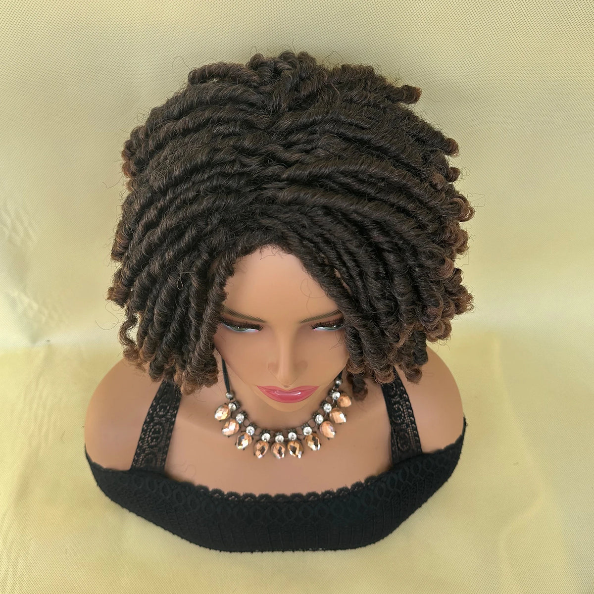 Locs Afro Bob Braided Wig Synthetic Faux Locs Crochet Twist Braiding Wig Versatile Dreadlocks Style Short Wigs For Women