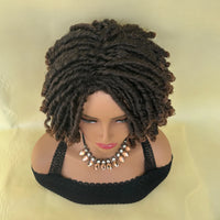 Locs Afro Bob Braided Wig Synthetic Faux Locs Crochet Twist Braiding Wig Versatile Dreadlocks Style Short Wigs For Women
