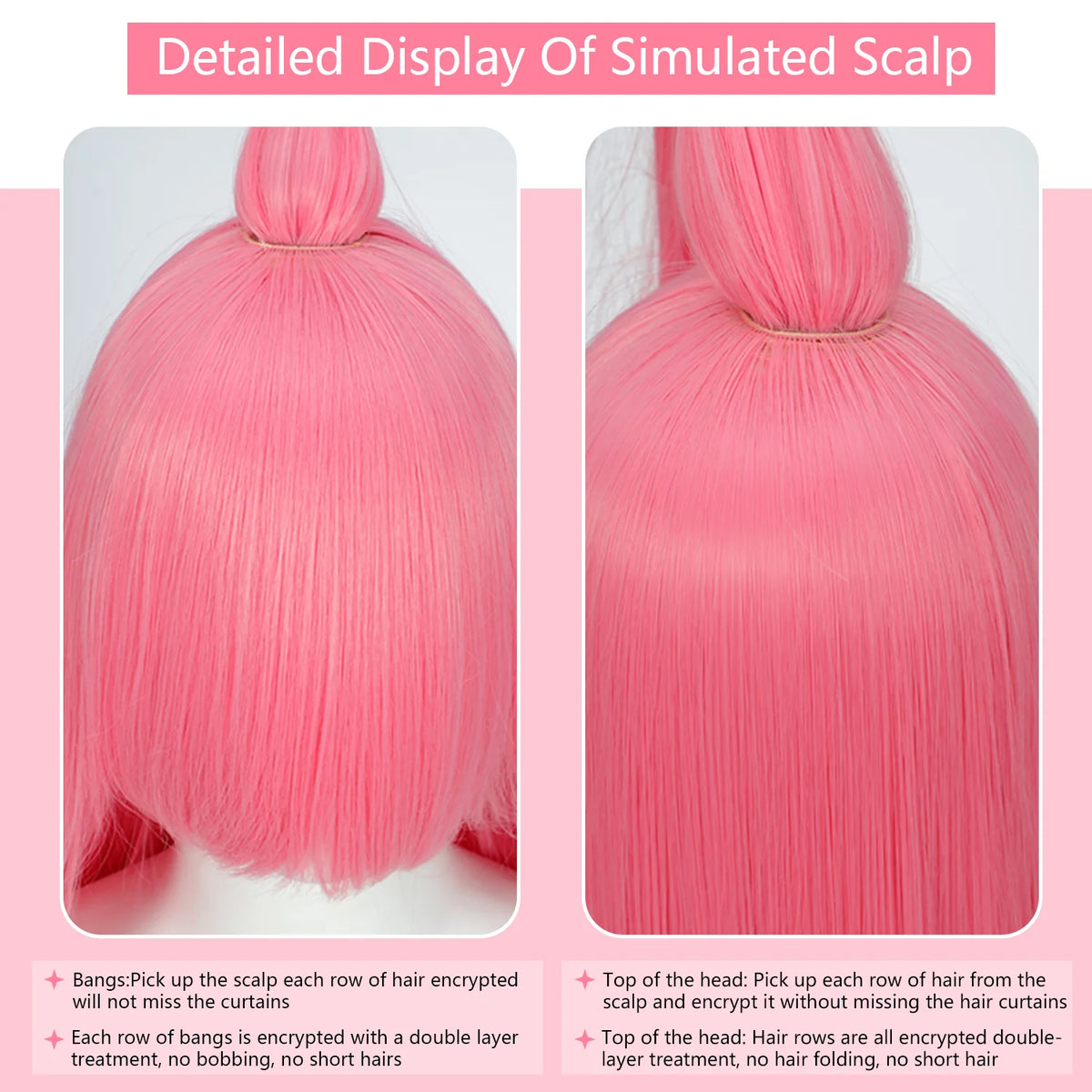 100cm Long Straight Synthetic Wig with Bangs – Pink Purple Cosplay Wig for Women