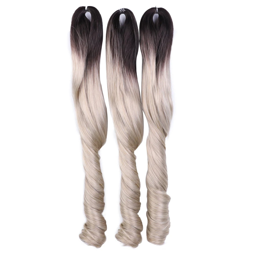 18 Inch French Curly Crochet Braiding Hair Synthetic Blonde Loose Wave Braids Hair Spiral Curls Hair Extensions