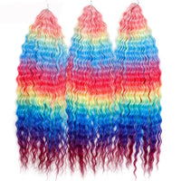 24 Inch Water Wave Crochet Braiding Hair Pink Blonde Synthetic Hair Extensions for Black Women