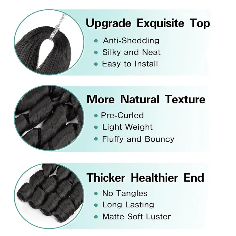 French Curl Braiding Hair 24Inch Synthetic Hair Bulk Spanish Loose Wave Spiral Curl Braids Hair Bouncy Braiding Hair Extensions