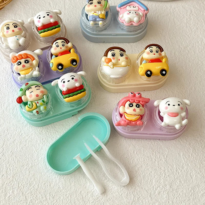 Contact Lenses Case with Mirror Mini Protable Colored Lenses Storage Box Glasses Container