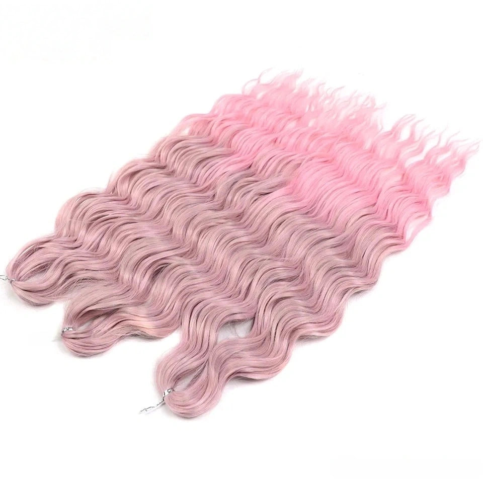 Water Wave Ombre Blonde Braiding Hair Extensions – Deep Wave Afro Curl Crochet for Women