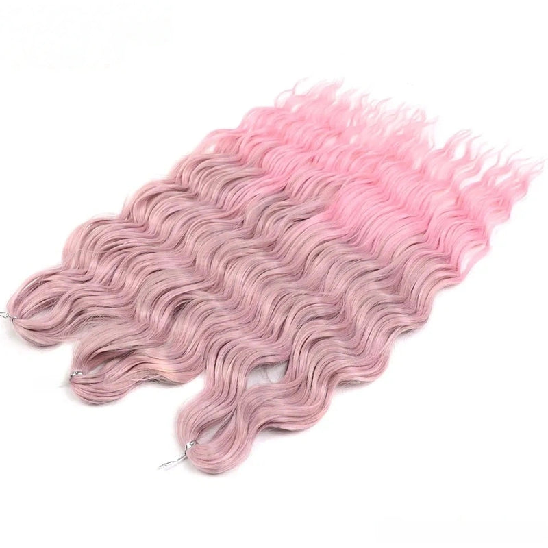Water Wave Ombre Blonde Braiding Hair Extensions – Deep Wave Afro Curl Crochet for Women