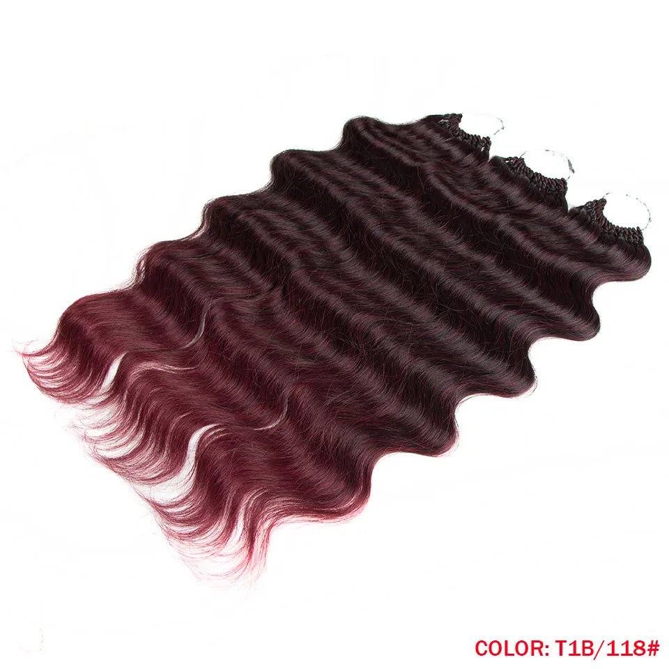 24 Inch Body Wave Crochet Hair – Synthetic Ombre Blonde Goddess Crochet Braids Natural Wavy Extensions