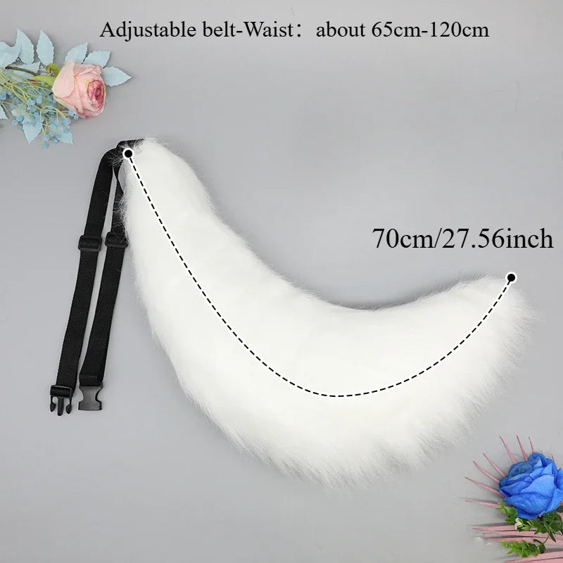 Fluffy Handmade Cute Lolita Plushy Dog Cat Fox Tail Girl Plush Tails Belt Cat Ear Anime Performance Cosplay Accessories Kid Gift