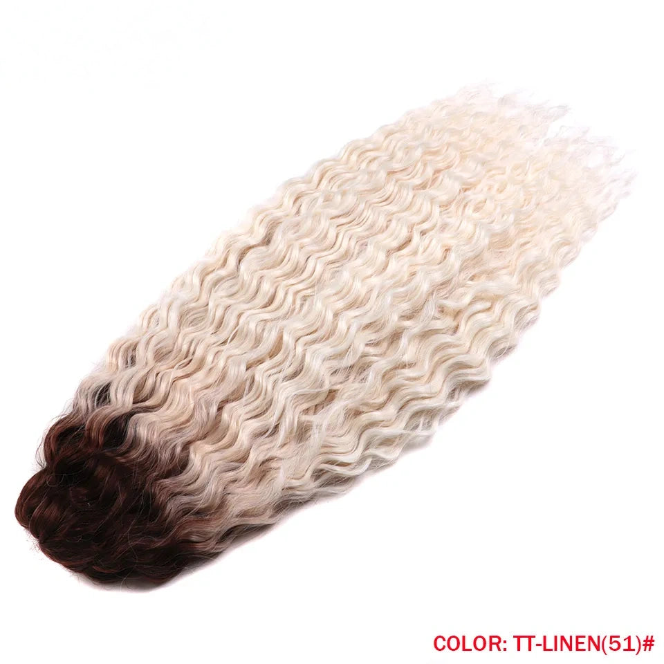 24 Inch Water Wave Crochet Braiding Hair Pink Blonde Synthetic Hair Extensions for Black Women