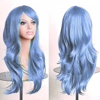 Soowee 70cm Long Synthetic Wigs Pink Purple Cosplay Wig Wavy Halloween Costume Hair Fake Hairpieces for Women