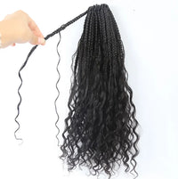 Boho Box Braids with Human Hair Curls – Pre-Looped