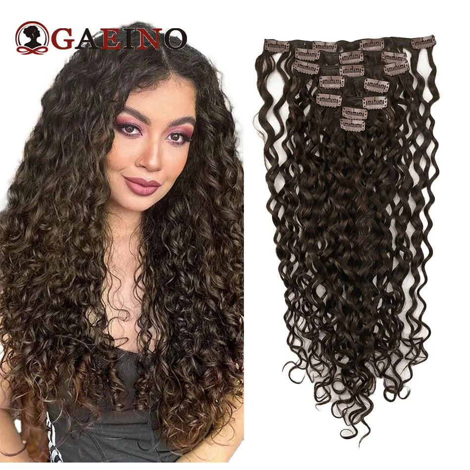 Curly Water Wave Human Hair Clip-Ins – 7 Pieces