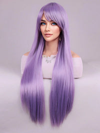 Lavender Wig with Bangs – Long Straight Heat Resistant Synthetic Wig for Women, Daily Wear & Party