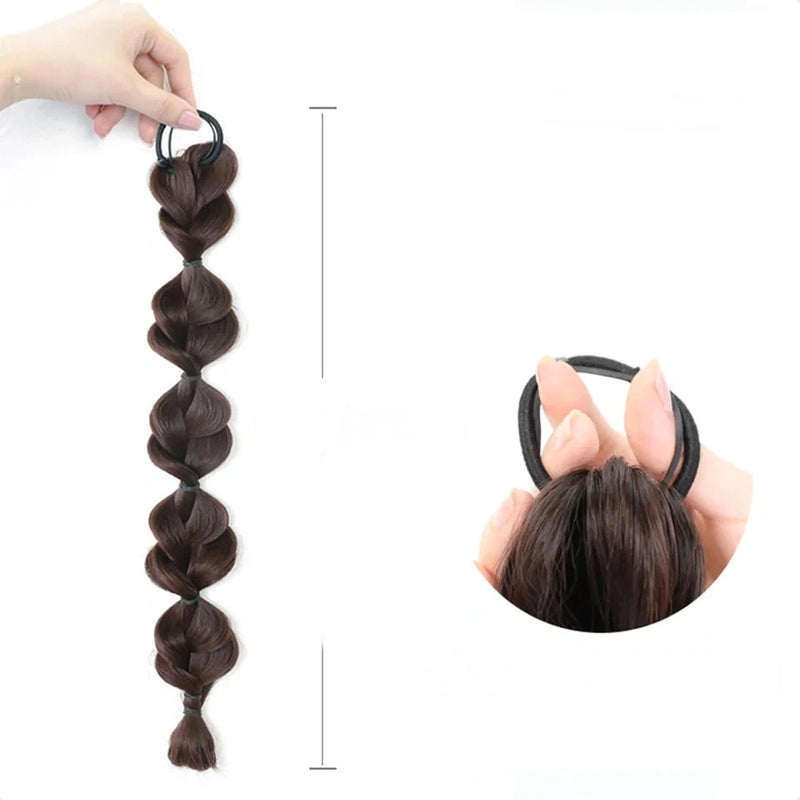 Bubble-Twist High Elastic Ponytail Wig – Synthetic Lantern Braid Hairpiece for Women (Multiple Colours)