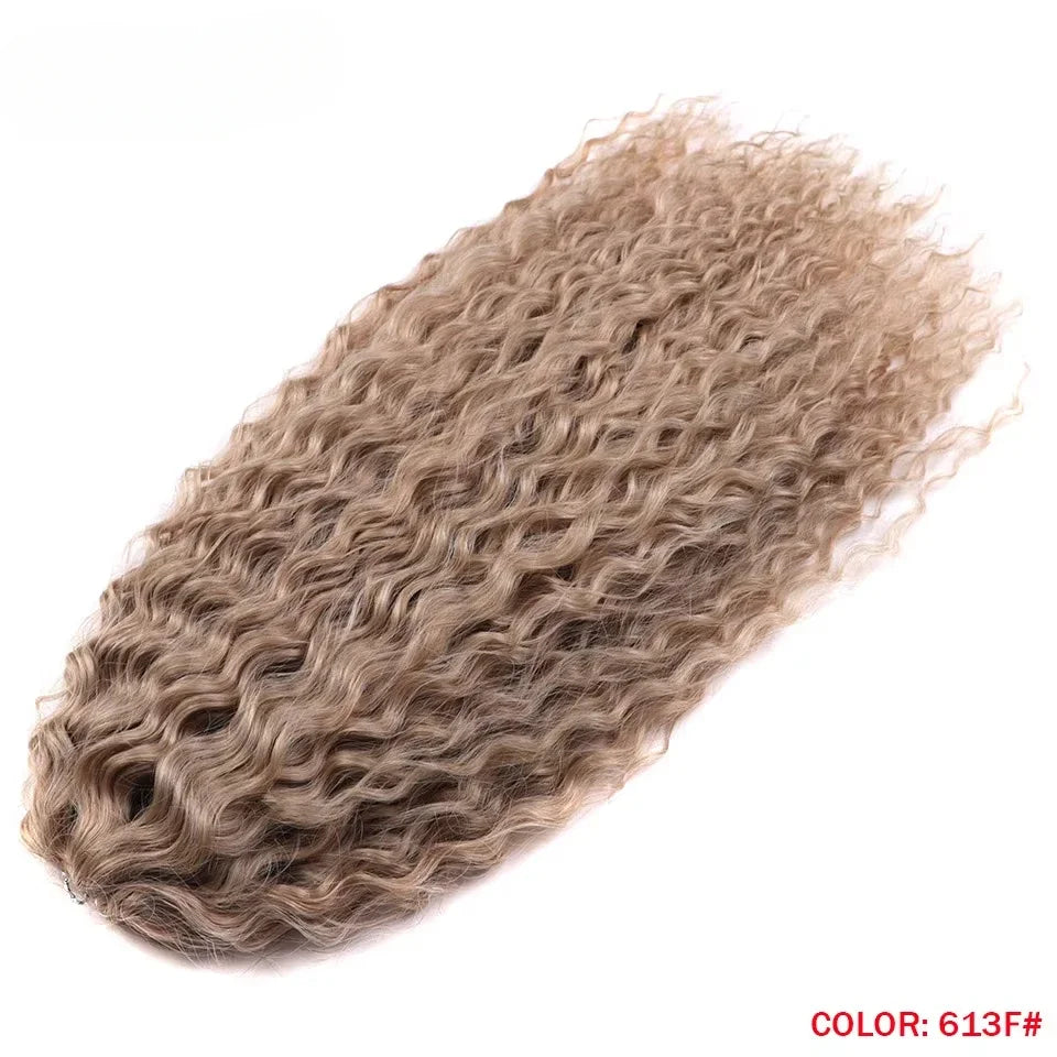 22 Inch Ombre Blonde Rainbow Water Wave Crochet Hair – 300g Synthetic Curly Braiding Extensions
