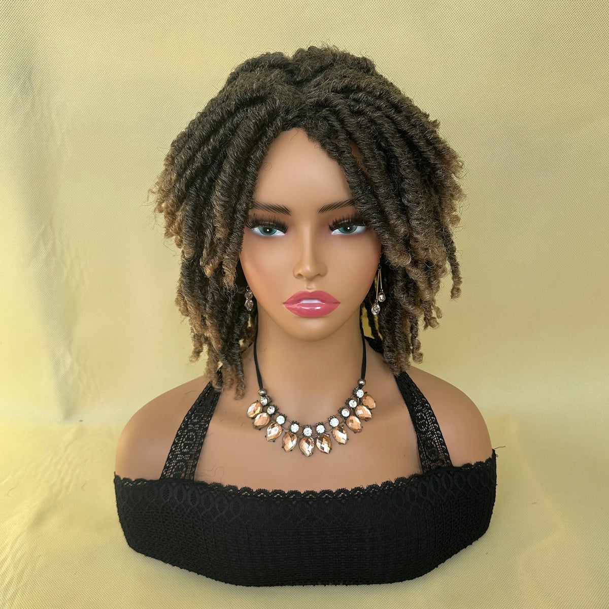 Locs Afro Bob Braided Wig Synthetic Faux Locs Crochet Twist Braiding Wig Versatile Dreadlocks Style Short Wigs For Women