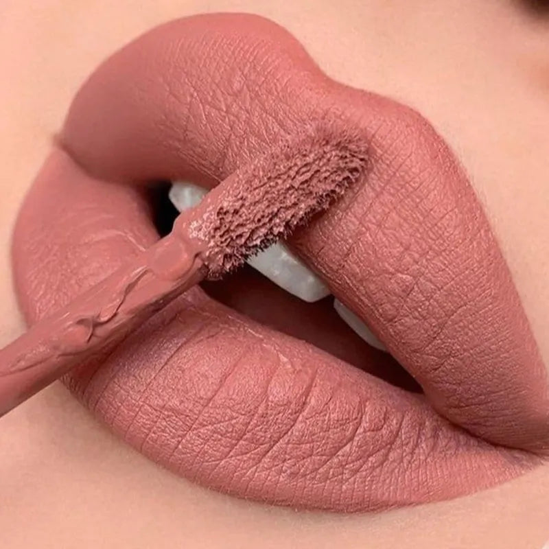 18 Colors Nude Lip Gloss Waterproof Matte Liquid Lipstick Long Lasting Non Sticky Cup Sexy Red Velvet Lip Tint Makeup Cosmetics