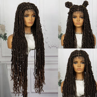 36 Inch Synthetic Braided Hair Wig Full Lace Ombre Colored Hair Wig for Black Women Box Braids Twisted Hairstyle Wigs