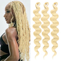 24 Inch Body Wave Braiding Hair French Curl for Goddess Box Braids Crochet Hair Braids Synthetic Hair Extensions（3pcs，T30#）