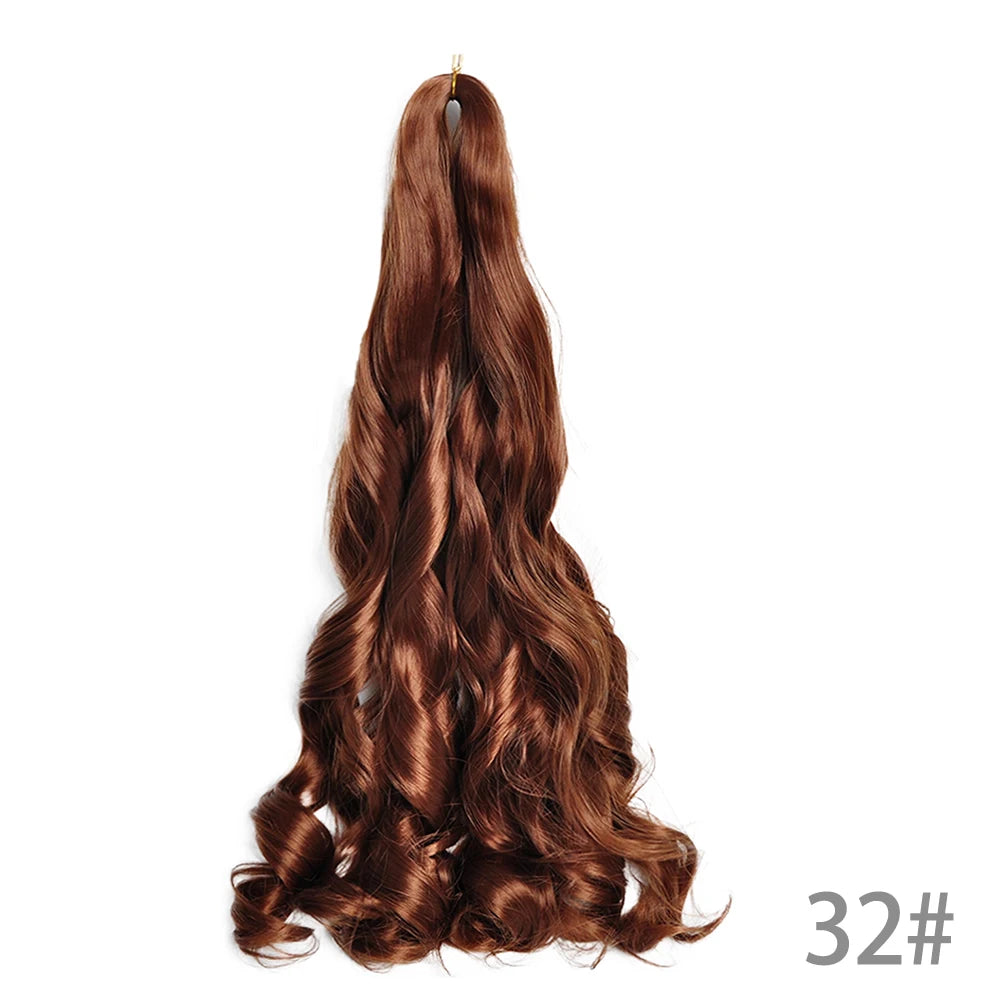 1B/Pink 24" Synthetic French Curly Braiding Hair Pre Stretched Loose Wavy Spiral Curl Crochet Braids Hair Extensions for Women