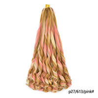 1B/Pink 24" Synthetic French Curly Braiding Hair Pre Stretched Loose Wavy Spiral Curl Crochet Braids Hair Extensions for Women