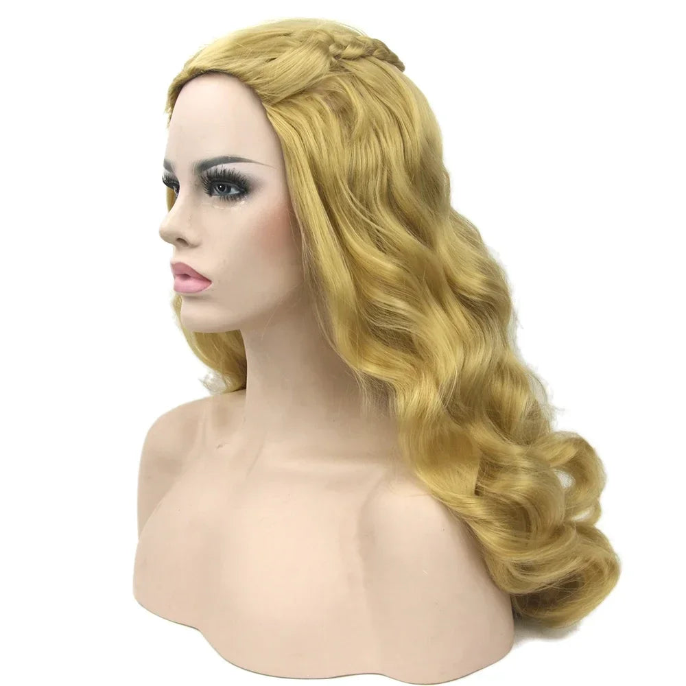 Soowee Synthetic Hair Yellow Cinderella Cartoon Characters Cosplay Wig Party Costume Wigs for Halloween & Christmas
