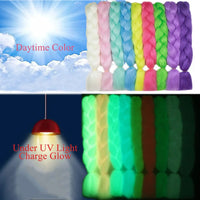 24 Inch Glow in the Dark Braiding Hair – Synthetic Rainbow Jumbo Braid Extensions