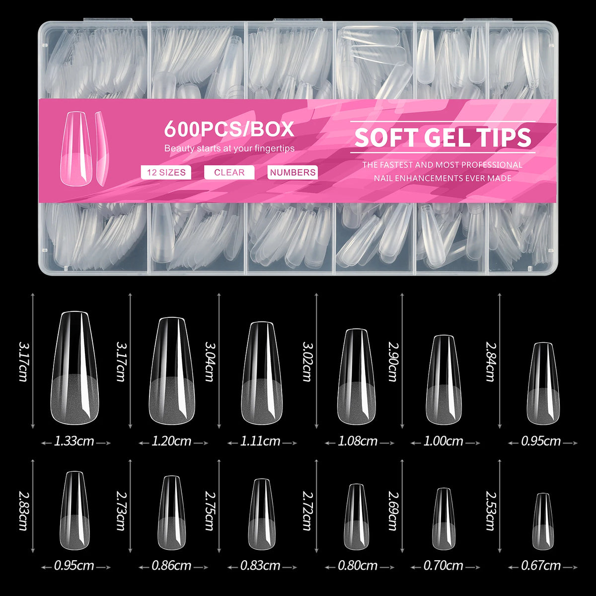 600PCS Short Almond Soft Gel Nail Tips Full Cover – Press On False Nail Tips for Acrylic Nails