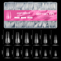 600PCS Short Almond Soft Gel Nail Tips Full Cover – Press On False Nail Tips for Acrylic Nails