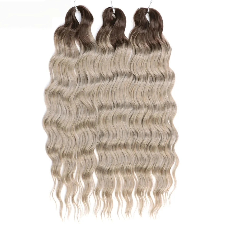 Water Wave Ombre Blonde Braiding Hair Extensions – Deep Wave Afro Curl Crochet for Women