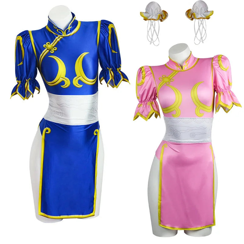 Blue Chinese Qipao Costume Dress – 7PCS Kung-Fu Party Outfit