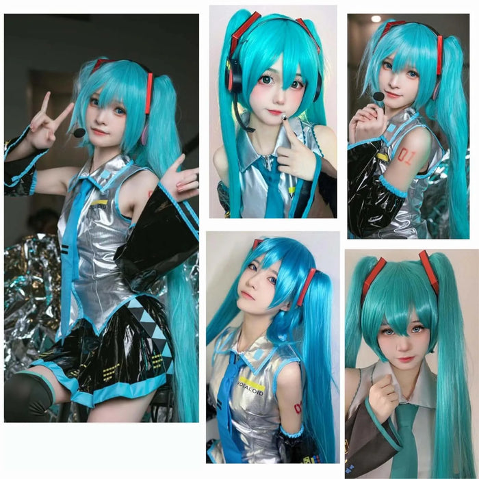Long Teal Twin Tail Cosplay Wig with Bangs – Anime Synthetic Costume Wig