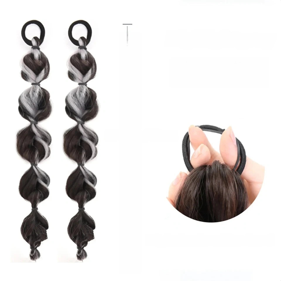 Bubble-Twist High Elastic Ponytail Wig – Synthetic Lantern Braid Hairpiece for Women (Multiple Colours)
