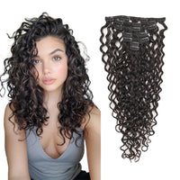 Curly Water Wave Human Hair Clip-Ins – 7 Pieces