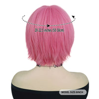 Short Pink Straight Synthetic Cosplay Wig with Bangs – Costume Wig for Women