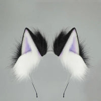 2025 New Handmade Colorful Gradient Cat Ears Headband Adjustable Belt Fox Tail Halloween Cosplay Animal Wolf Props