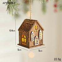 Christmas LED Light Wooden House Luminous Cabin Christmas Decorations Home Decor Night Lamp Pendant Prop LED Candle Gift