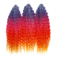 22 Inch Ombre Blonde Rainbow Water Wave Crochet Hair – 300g Synthetic Curly Braiding Extensions