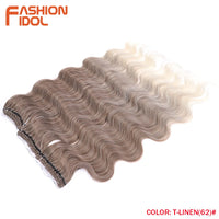 24 Inch Body Wave Crochet Hair – Synthetic Ombre Blonde Goddess Crochet Braids Natural Wavy Extensions