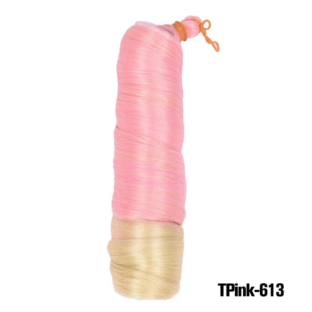 1B/Pink 24" Synthetic French Curly Braiding Hair Pre Stretched Loose Wavy Spiral Curl Crochet Braids Hair Extensions for Women