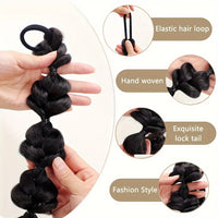 OLACARE Synthetic Bubble Twist Ponytail High Elastic Wig Woman Hair Side Natural Lantern Braid Black Hous tail Hairpiece